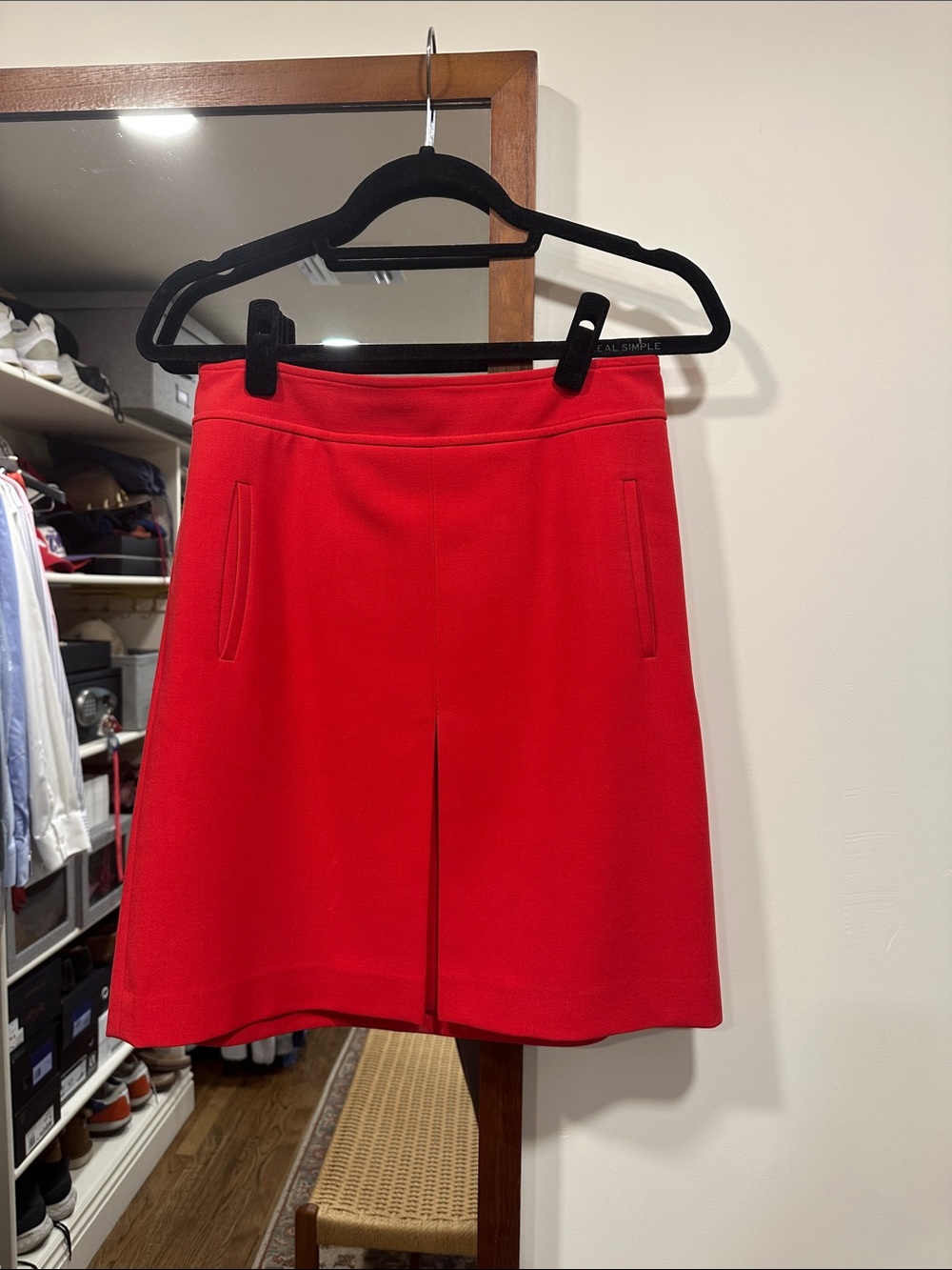 Red Women's High-Waist Front-Slit skirt